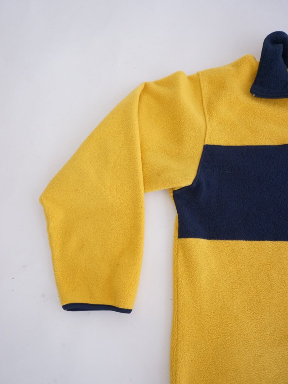 Vintage Court Club Yellow Navy Rugby Stripe Quarter Zip Fleece Pullover M - Picture 7 of 10